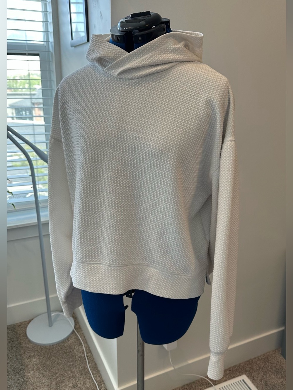Textured White Hoodie